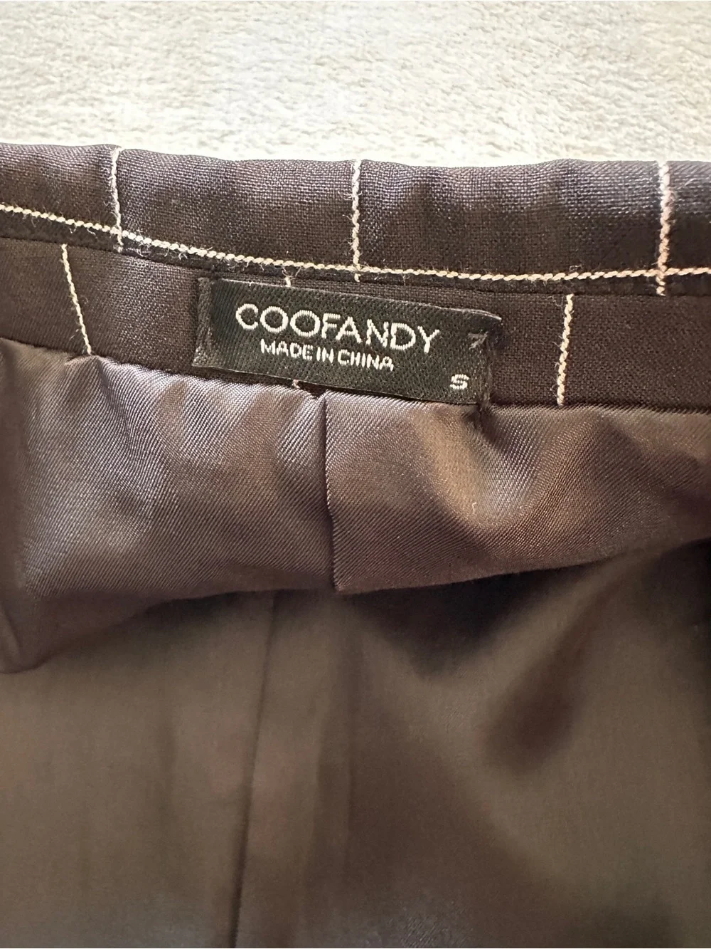 Coofandy men’s white and black plaid blazer jacket NWT size S